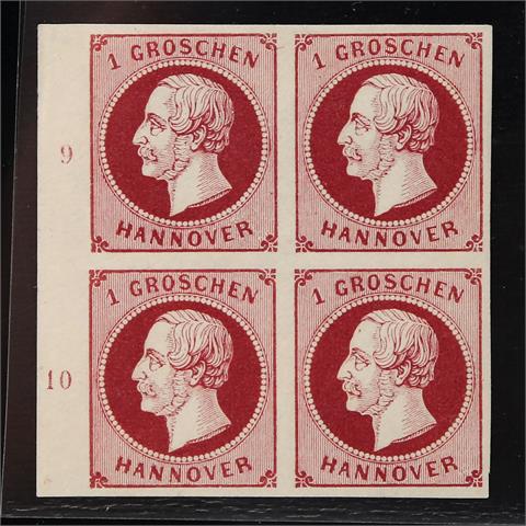 AD Hannover - 1859, 1 Gr. VIERERBLOCK, lilakarmin,