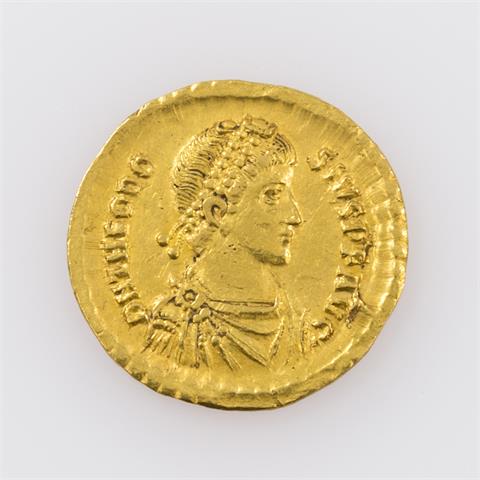 Spätantike/Gold - Solidus 383-388n.Chr./Konstantinopolis, Theodosius I., Av: Büste des Theodosius I.,