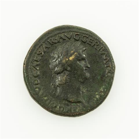 Röm. Kaiserzeit/Bronze - Sesterz 63 n.Chr./Rom, Av: Büste des Nero n.r.,