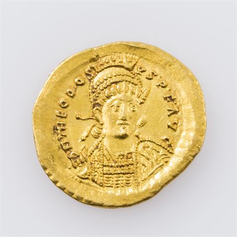 Spätantike/Gold - Solidus 443-450 n.Chr./Constantinopolis, Theodosius II.,