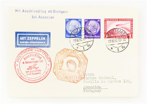 Deutsches Reich - Zeppelinpost Südamerikafahrt 1932/Anschlussflug ab Stuttgart (Sieger 195. C) bis Ascunsion,