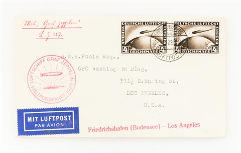 Deutsches Reich - Zeppelinpost Weltrundfahrt 1929 ab Friedrichshafen nach Los Angeles (Sieger 30. Ad),