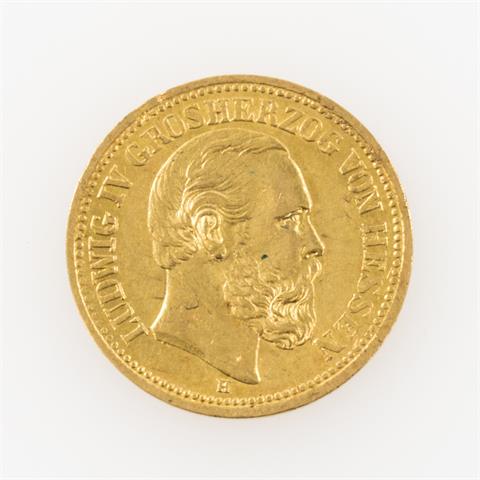 Hessen/GOLD - 5 Mark 1877 H, Ludwig IV.,