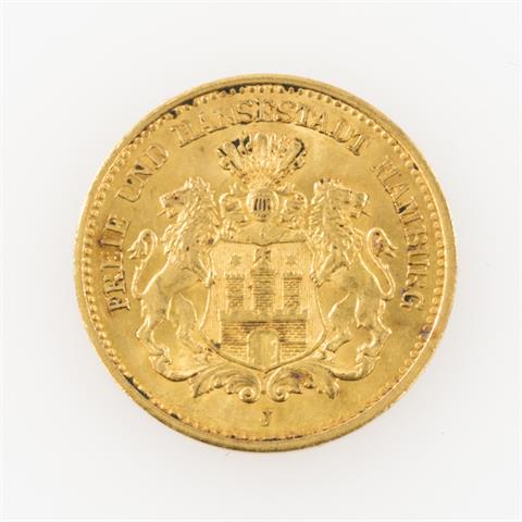 Hamburg/GOLD - 5 Mark 1877 J,