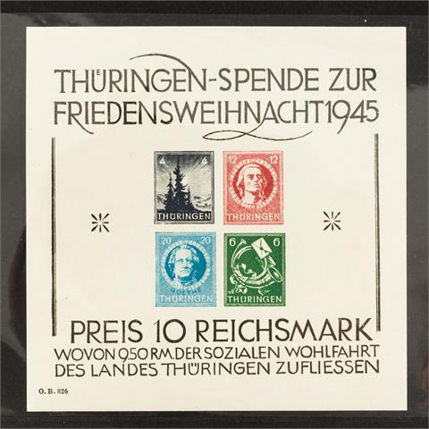 SBZ Thüringen RARITÄT - 1945, Blockausgabe Weihnachten OHNE DURCHSTICH,
