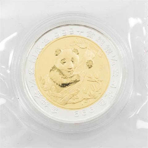China/Gold/Silber - Panda-Medaille Bimetal 1996, Munich International Coin Show,