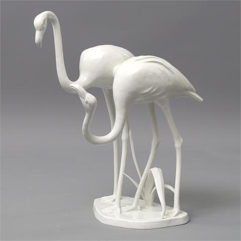 MEISSEN Flamingo-Figurenpaar, 20. Jh., 1. Wahl.