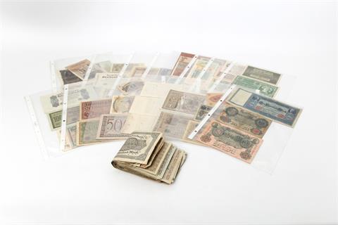 Konvolut Banknoten 1.H. 20.Jh. - dabei viel Inflationsgeld wie z.B. 1 x Deutsche Reichsbahn - 20 Millionen Mark, Berlin