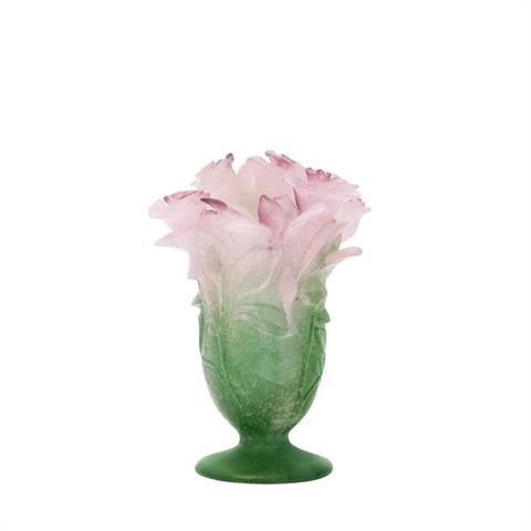 DAUM Pate-De-Verre Vase 'Rose', 20.Jh.