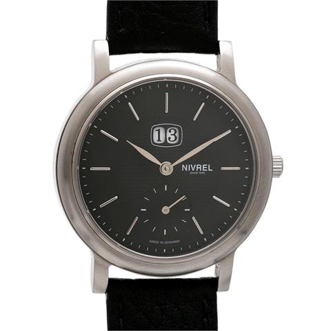 NIVREL Armbanduhr mit Großdatum, ca. 1990/2000er Jahre. Edelstahl.