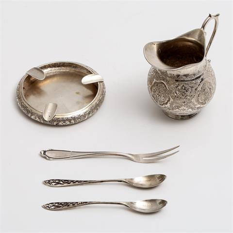 IRAN Milchkännchen und Aschenbecher, 875 Silber, 20. Jhd.