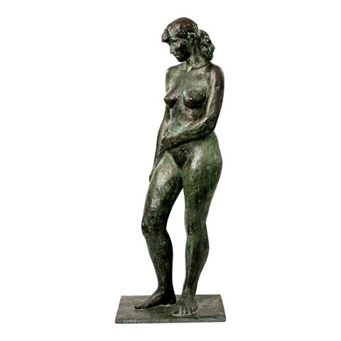 KIEWIET, BERT (Amsterdam 1918-2008 Mantinge, niederländischer Bildhauer), "Hilda", Bronze, grüntonig patiniert,