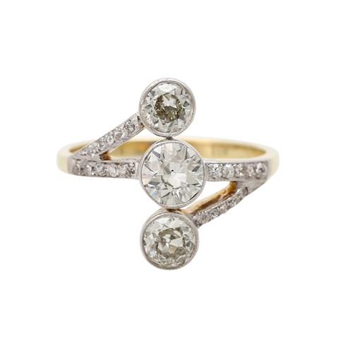 Ring mit 3 Altschliffdiamanten, zus. ca. 1,4ct,
