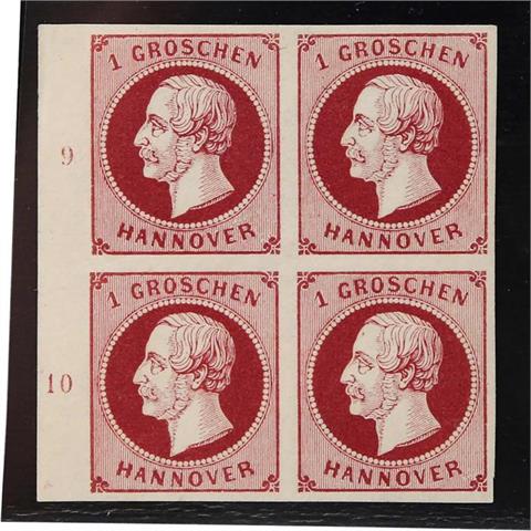 AD Hannover - 1859, 1 Gr. VIERERBLOCK, lilakarmin,