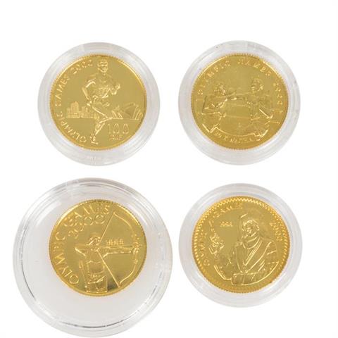 Kleines Konvolut von 4 Goldmünzen, Olympische Spiele 2000 in Sydney,