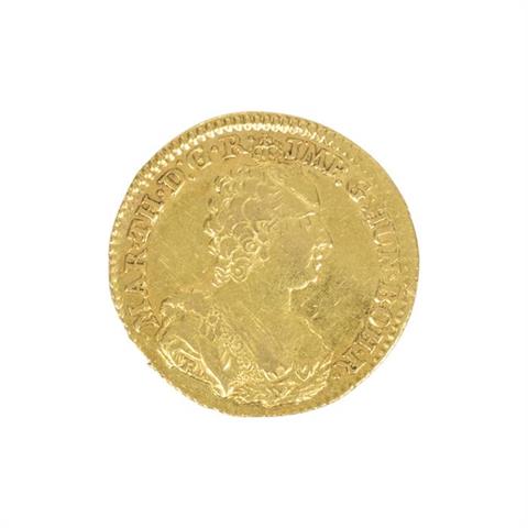 Österreich/Gold - Souverain d'or 1753, Maria Theresia, ss-., starker Kratzer avers,