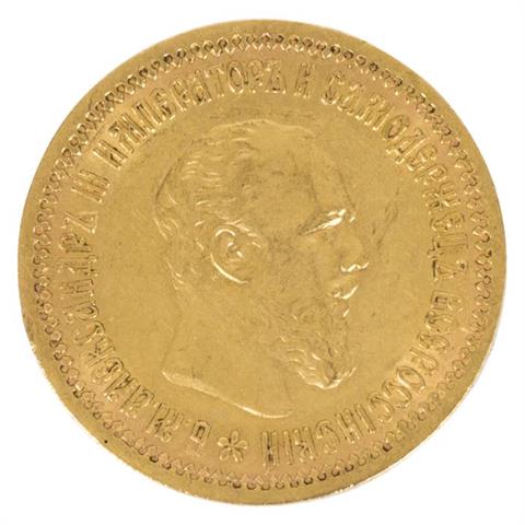 Russland/Gold -  5 Rubel 1889/r, Alexander III., ss-vz.,