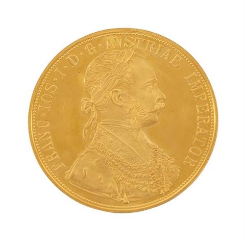 Österreich/GOLD - 13,76g GOLD fein, 4 Dukaten 1915/NP, Franz Joseph, vz-, Fingerabrücke, im Etui,