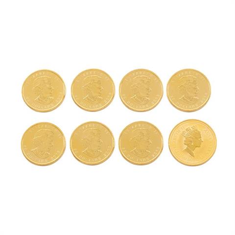 GOLD 8 x 1 Unze Gold, davon 7 x 1 Unze Maple Leaf