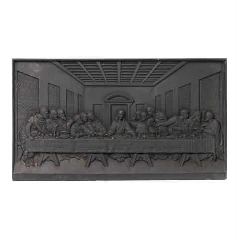 Gusseiserne Ofenplatte - Kaminbild nach Leonardo da Vincis Abendmahl,