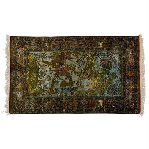 Bildteppich aus Kaschmirseide. 20. Jh., ca. 233x148 cm