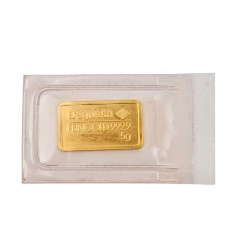 GOLDbarren - 5g GOLD fein, Goldbarren geprägt, Hersteller Degussa,