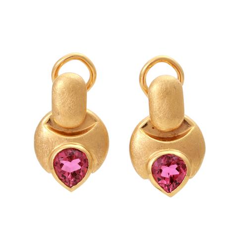 Paar Ohrhänger mit pinkfarbenen Turmalinen