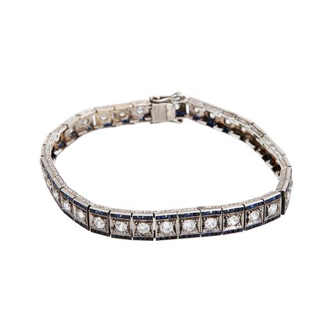 Art Deco Rivière Armband mit Saphiren und Diamanten