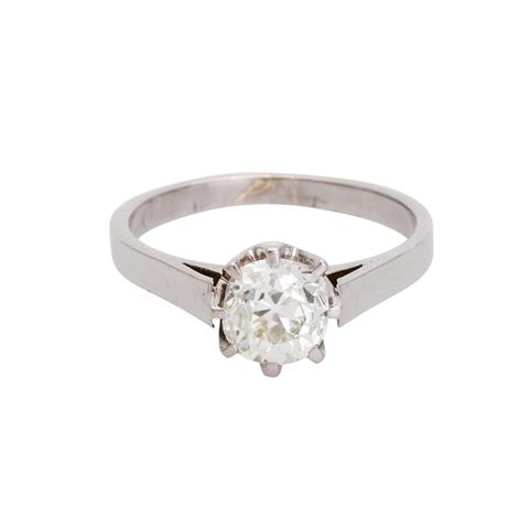 Klassischer Solitär- Ring mit 1 Altschliff- Diamant ca. 1,2 ct,