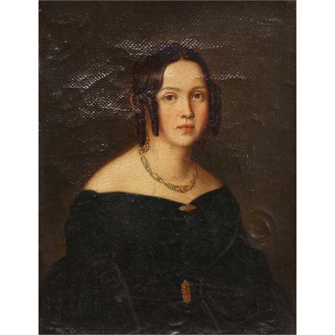 BIEDERMEIER-MALER 19. Jh., "Portrait einer eleganten Dame des Biedermeier",
