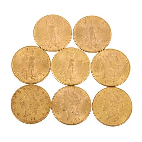 USA/GOLD - 8 x 20 Dollars, bestehend aus: