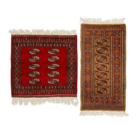 Konvolut: 2 Teppiche, PAKISTAN, 20. Jh., ca. 126x60cm und ca. 93x91 cm