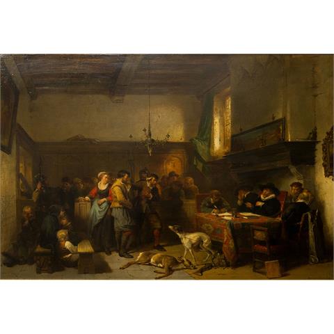 KATE, HERMAN F.C. TEN (im Haag 1822-1891 ebenda, holländischer Genremaler), "Wilderer vor Gericht",