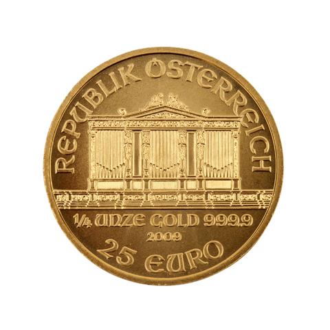 Österreich/GOLD - 1/4 Unze GOLD fein, 25 Euro 2009, Wiener Philharmoniker,
