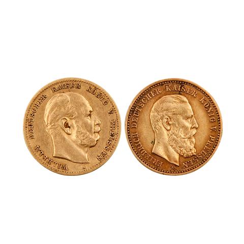 Preussen/GOLD - Konvolut mit 2 x 10 Goldmark,