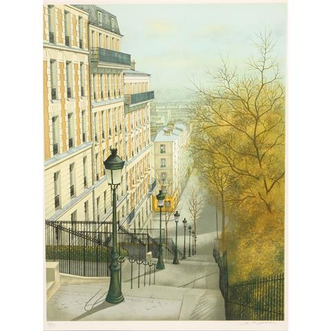 RENOUX, ANDRÉ (Oran 1939-2002 Paris, französ. Künstler), "Paris, die Rue Maurice Utrillo im Viertel Montmartre",