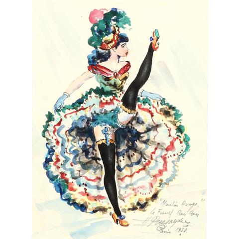 PURSAQUE, H. (Zeichner 20. Jh.), "Moulin Rouge", le French CanCan, Paris 1958,