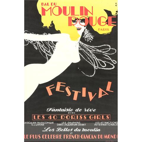 Plakat zur Show "BAL DU MOULIN ROUGE - FESTIVAL", Paris, 1973,