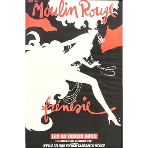 Plakat zur Show "BAL DU MOULIN ROUGE - FRÈNÈSIE", Paris 1979, Entwurf RENÉ GRUAU,