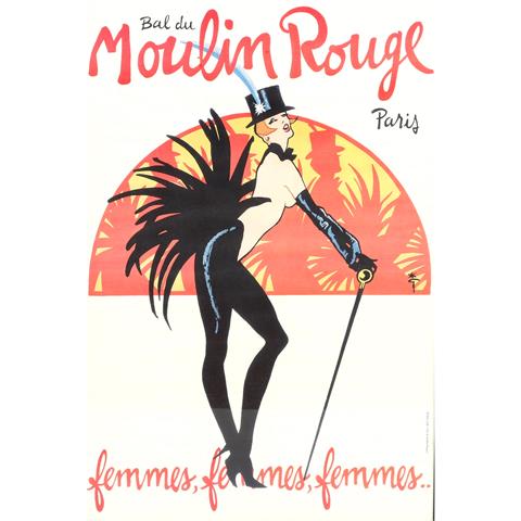 Plakat zur Show "BAL DU MOULIN ROUGE - FEMMES, FEMMES, FEMMES", Paris 1983,