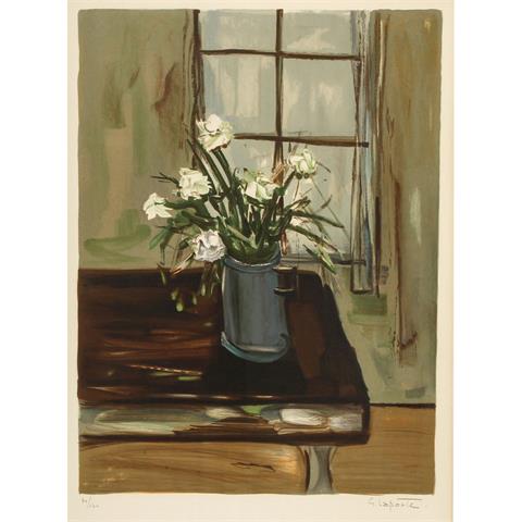 LAPORTE, GEORGES (Paris 1926-2000), "Fleurs", Stillleben mit Blumen vor dem Fenster,