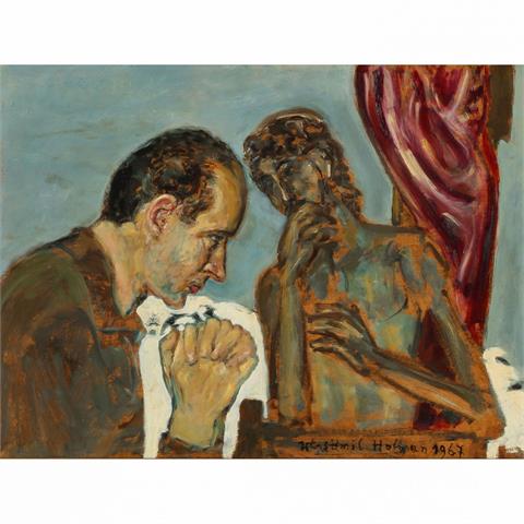 HOFMANN, WLASTIMIL (1881-1970), "Betender vor Christusfigur",