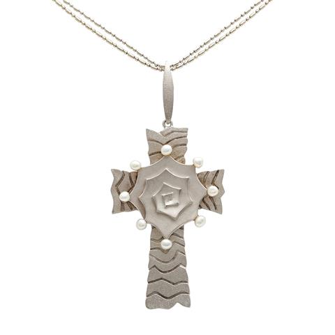 Interessanter Kreuzanhänger in Silber