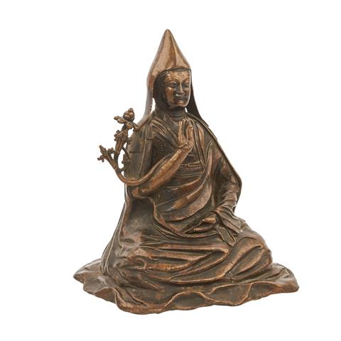 Bronze eines sitzenden Dalai Lama. TIBET, 17. Jh..