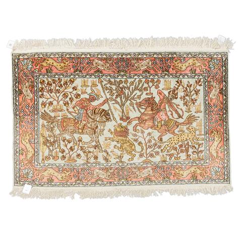 Orientteppich aus Kaschmirseide. 20. Jh., ca. 75x119 cm.