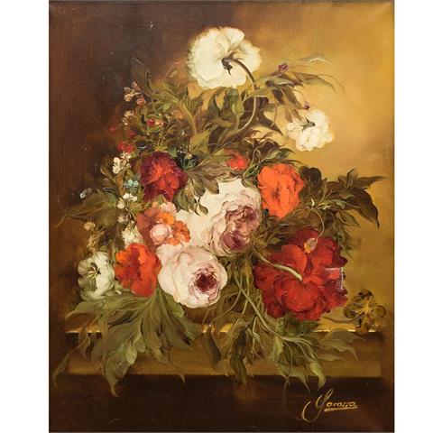 GAROSSA, HEINRICH (1902-?), "Blumenbouquet mit Rosen und Pfingstrosen",