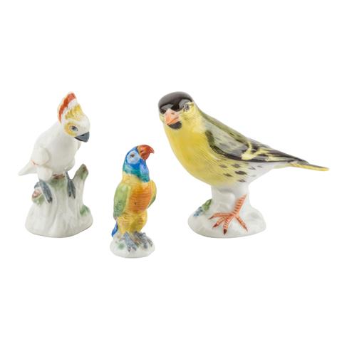 MEISSEN 3-tlg. Konvolut Miniatur-Vogelfiguren, 19./20. Jh.