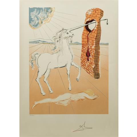 DALI, SALVADOR (1904-1989), "Liebesqual/Einhorn - The Agony of Love (Unicorn)",