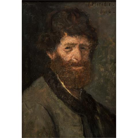 MORODER, Josef (auch Moroder-Lusenberg, 1846-1939, südtiroler Maler), "Bärtiger Herr mit Pelzkappe",