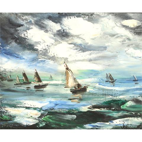 VLAMINCK, MAURICE DE (1876-1958), "Segelboote auf hoher See in wogenden Wellen",